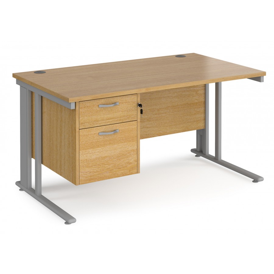 Maestro Cable Managed 800mm Desk with Two Drawer Pedestal